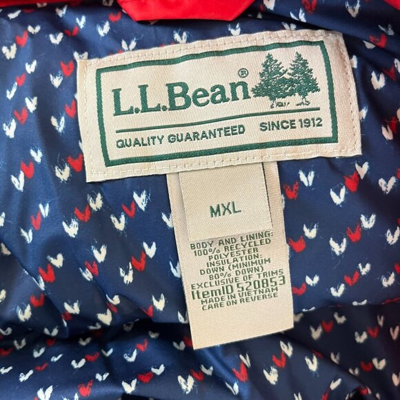 LL Bean Woman's Red Downtek Downfilled Puffy Winter Packable Jacket Sz MXL - Picture 9 of 13